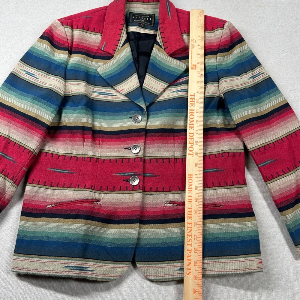 Vintage Express Blazer Womens 7/8 Aztec Print Waistcoat Southwestern 80s 90s - Picture 8 of 10